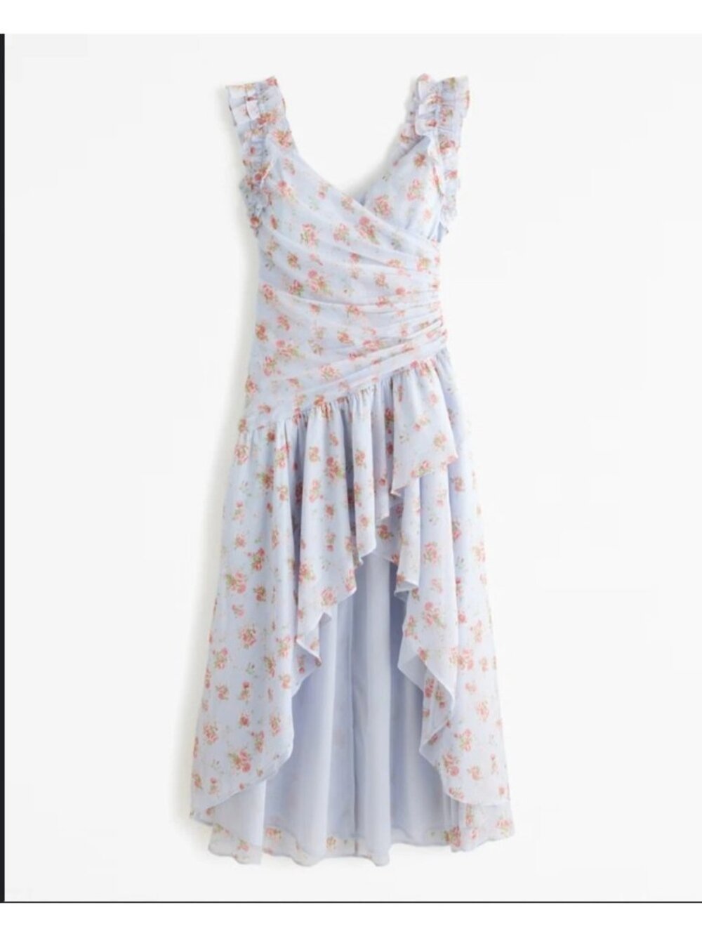Abercrombie & Fitch New M Floral High-Low Maxi Dress Ruffle Straps Wedding Guest